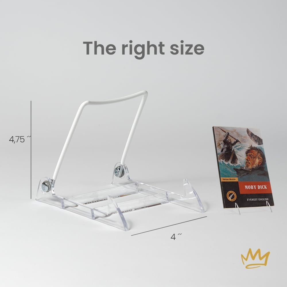 KINGDOM SOLUTIONS MADE IN USA 4-Pack Adjustable Acrylic Easels - Plate Stand - Sturdy Book Stand for Art, Pictures, Plates, Frames - Unique on the Market