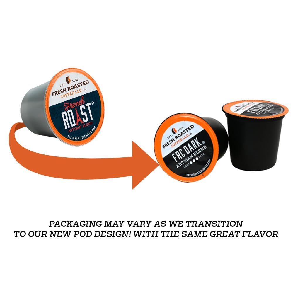Fresh Roasted Coffee, FRC Dark Roast Blend, Artisan Blend, 24 Pods for K Cup Brewers