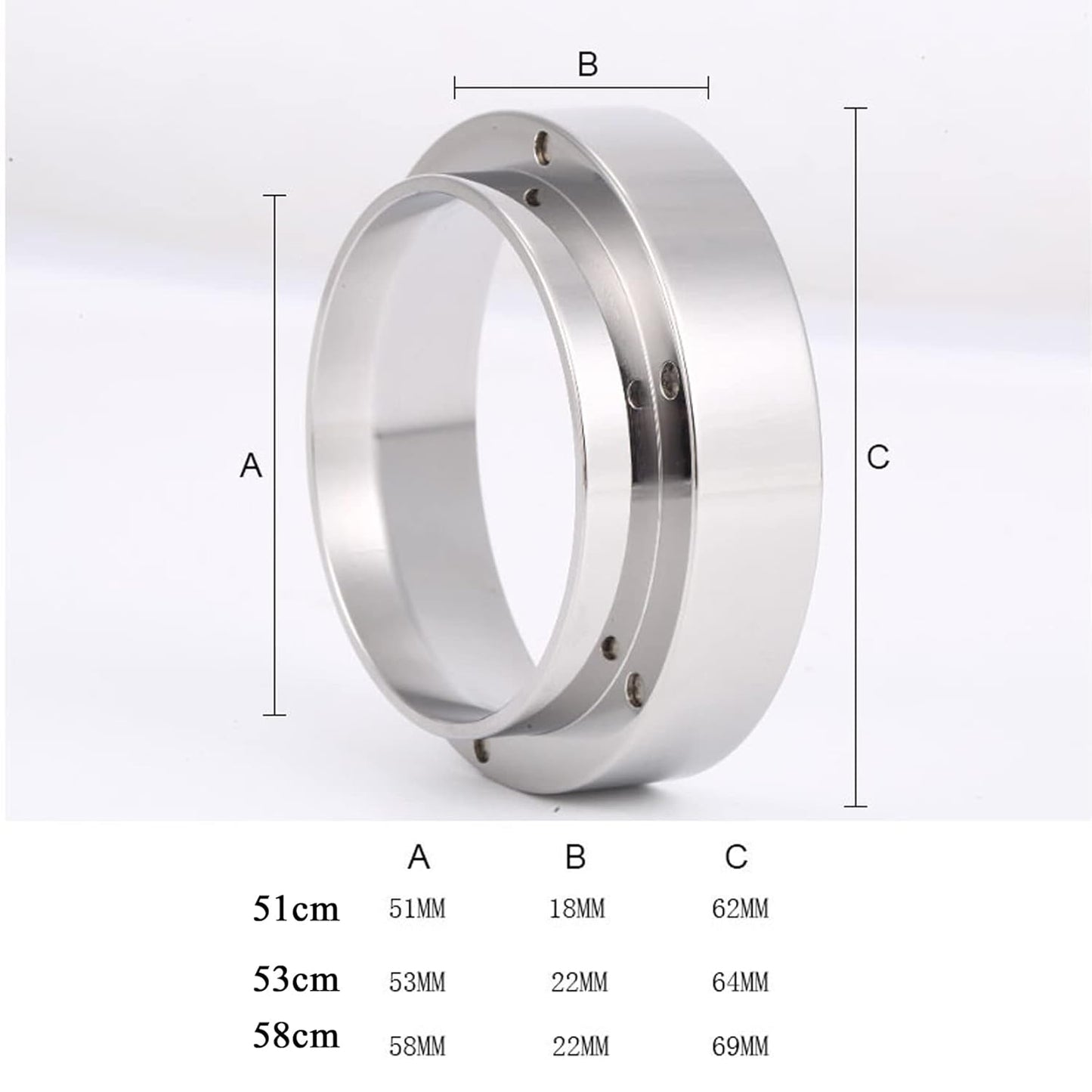 Espresso Dosing Funnel Precision Aluminum Alloy Coffee Dosing Ring Accessories Set for Portafilter Hands-Free (53cm)