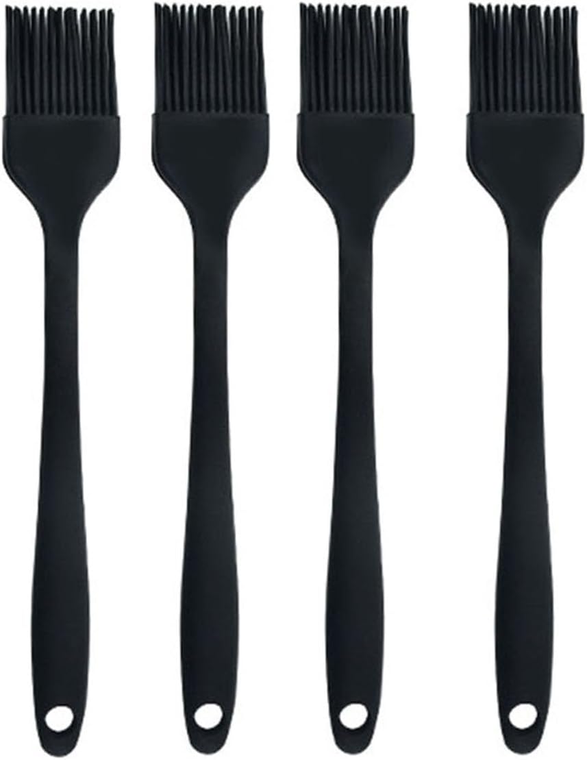 Silicone brush, Oil Brush for BBQ Kitchen Cooking Baking and Grilling (4 PCS,black)