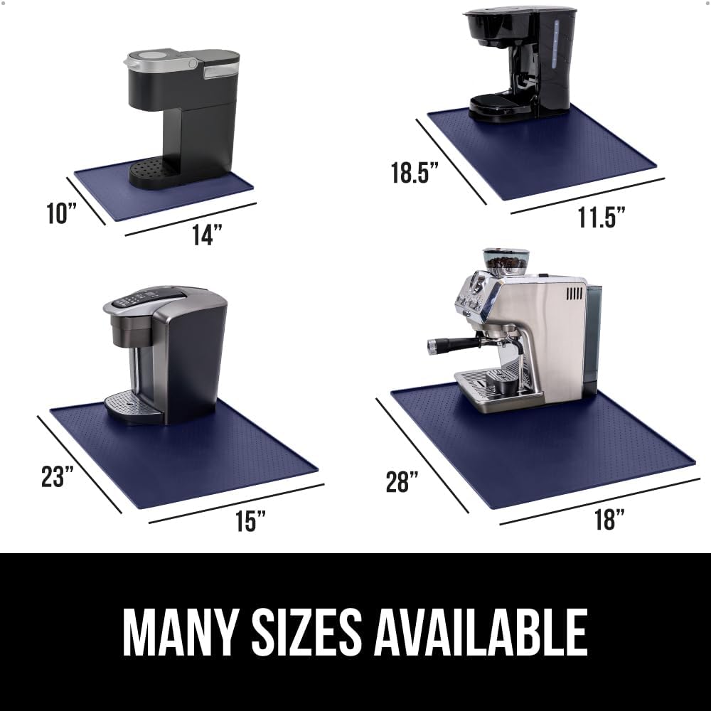 GORILLA GRIP Silicone Coffee Mat, 18x28, Espresso Drink Bar Station Accessories, Waterproof Heat-Resistant Dish Drying Mats, Stay in Place on Kitchen Counter, Home Kitchen Decor Essentials, Navy