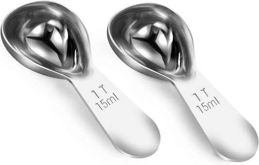 Coffee Scoop 1 Tablespoon Scoop Measuring Spoon for Ground Coffee 2 Pieces,Stainless Steel Small 1 Tbsp Coffee Spoons Measure Protein Powder Suger Bean,Short Handle Fits into Canisters.(1TBSP(15ML*2)