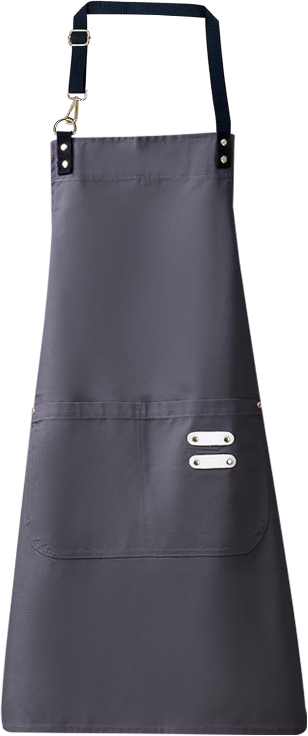 Lisianthus 2 Pack Adjustable Bib Aprons for Women with Pockets, Men's Kitchen Cooking Apron