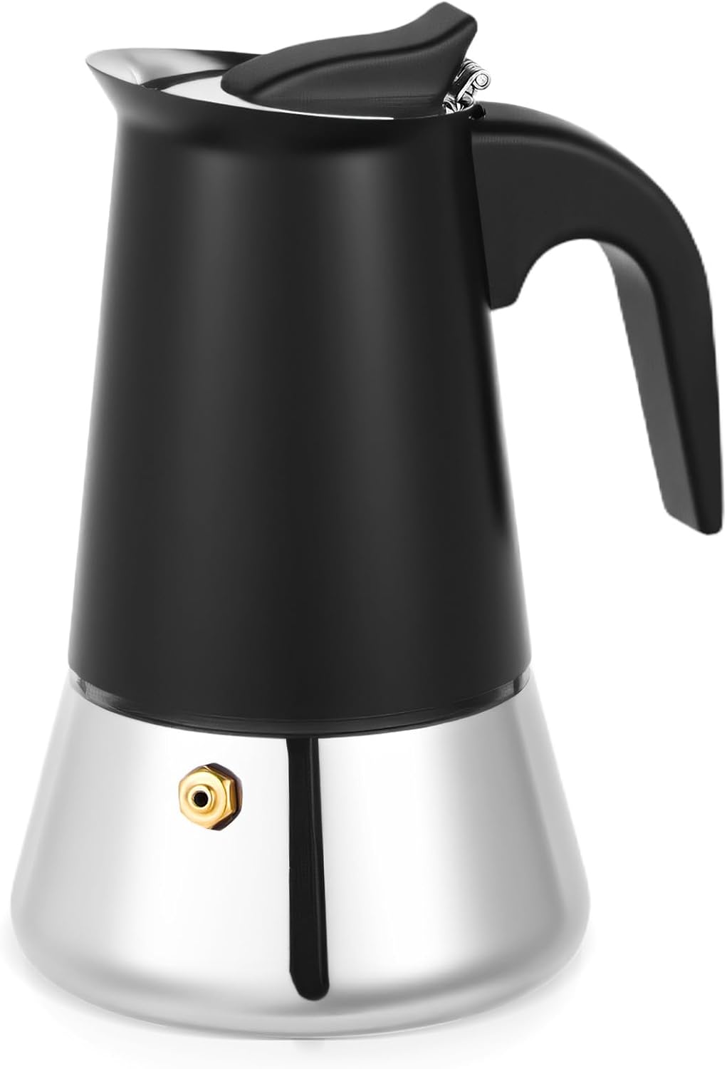 Moka Pot, 4 Cups (7.1 oz) Stovetop Espresso Maker, 304 Stainless Steel Moka Pot, Induction Compatible, Black