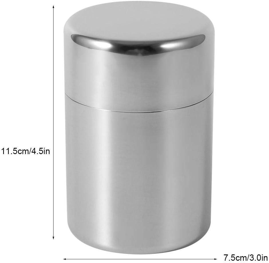 AUNMAS Tea Tin Canister, Stainless Steel Tea Coffee Sugar Storage Container with Airtight Double Lids for Loose Tea and Tea Bags, Kitchen Cup for Coffee Sugar Seasoning Storage (450ml)