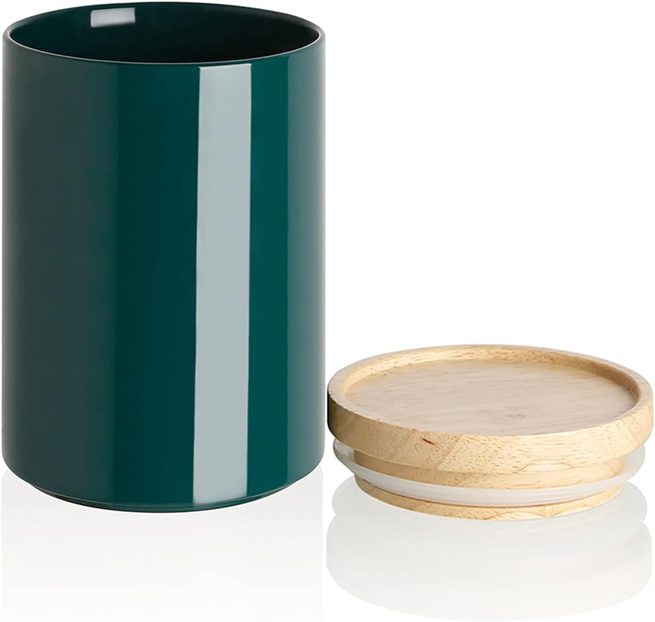 Sweejar Kitchen Canisters Ceramic Food Storage Jar, Stackable Containers with Airtight Seal Wooden Lid for Serving Coffee Bean, Flour, Tea, Cookies and More - 58 Fl Oz (Jade)