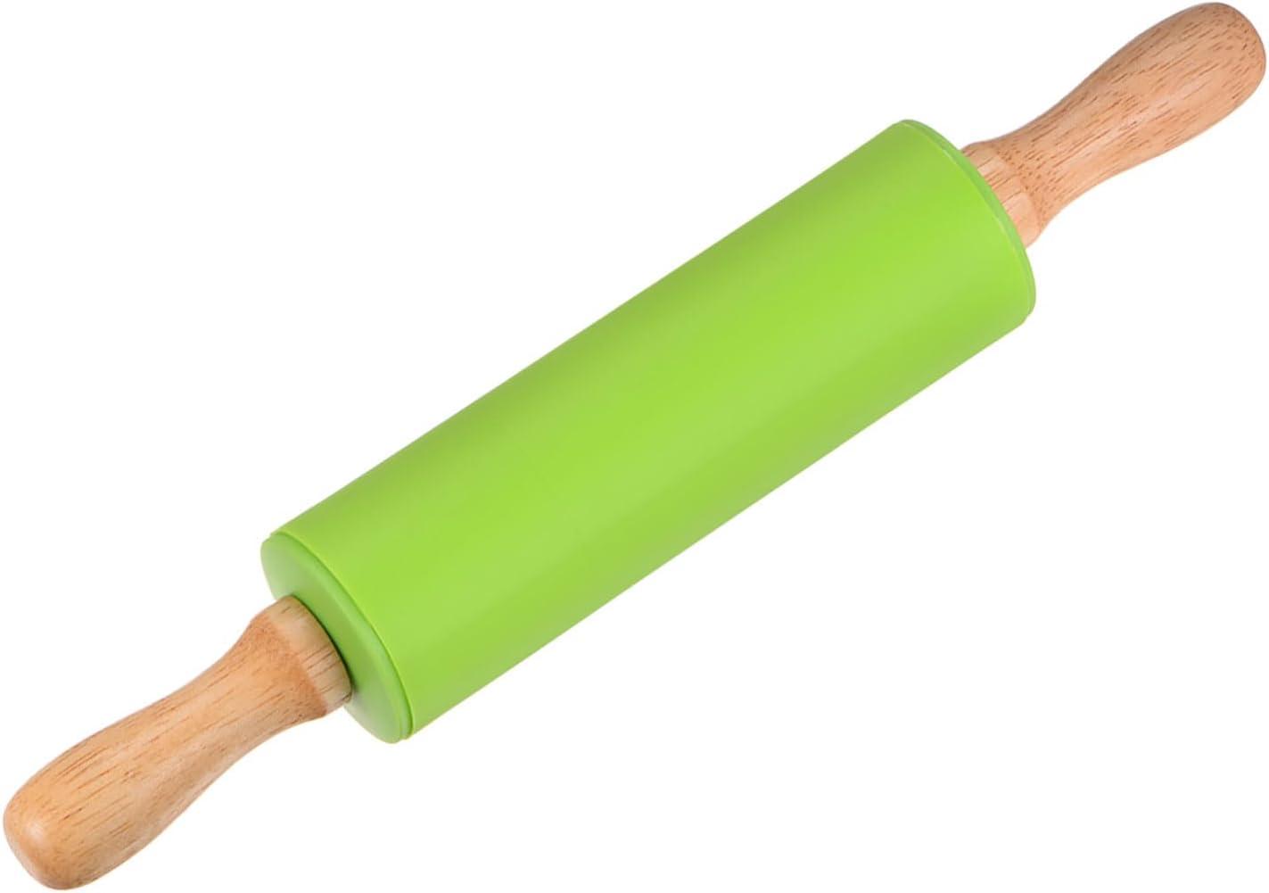 HARFINGTON Silicone Rolling Pins for Baking 12 Inch Wooden Handle Non Stick Rolling Pin Small Roller Playdough Rolling Pins for Dough Pizza Pastry Fondant Kitchen, Green