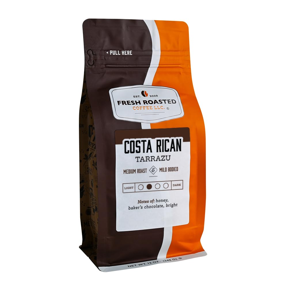 Fresh Roasted Coffee, Costa Rican Tarrazu, 12 oz, Medium Roast, Kosher, Whole Bean