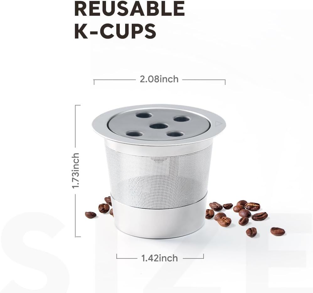 Stainless Steel Reusable K Cups for K eurig Supreme & Supreme Plus, Reusable K Cups Five Hole Universal K-eurig Refillable Coffee Pod Filter (3 Pack)