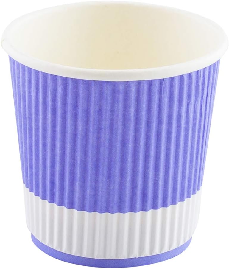 Restaurantware 4 Ounce Ripple Insulated Coffee Cups, 500 Double Wall Corrugated Light Purple Paper Tumblers, Leakproof, Non-Slip Design, Recyclable, Ribbed Surface, Matching Lids Sold Separately
