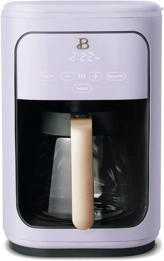 Beautiful Coffee Maker, 14-Cup, Touch Display, Programmable, 1200W, Stainless Steel, Keep Warm, 24h Timer dishwasher-safe (LAVENDER)