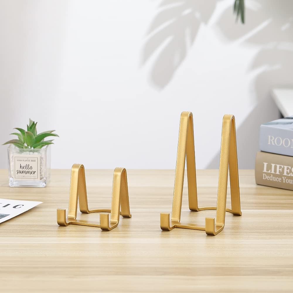 Plate Stands for Display - Plastic Easel Stand Plate Holder Display Stand Picture Frame Stand for Pictures | Photo|Decorative Plate |Dish | Tabletop Art - 3 inch-Golden