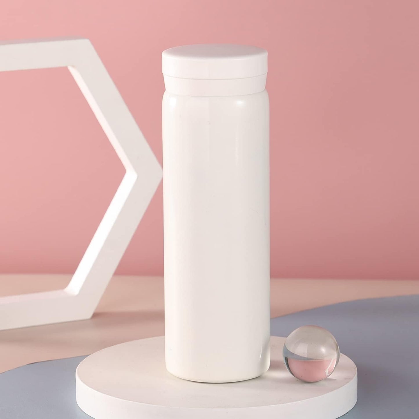 10oz Mini Water Bottle Stainless Steel Thermos Small Flask - Insulated Vacuum, Leak Proof, Keeps Drinks Hot/Cold - Ideal for Coffee, Tea, Water - White