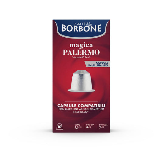 Caffe Borbone Aluminum Coffee Pods Compatible with Nespresso Original Machines, Magica Palermo, Medium Roast, Intense and Full-Bodied, Genuine Italian Coffee - 50 Count