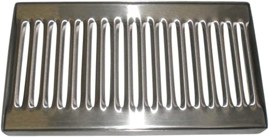 Quality Industries Stainless Steel Drip Tray 6″ x 16″ – Heavy Duty Bar Drain Tray for Kegerator, Coffee Station, Kitchen Sink Organizer – Brushed Metal Spill Catcher for Home or Commercial Use