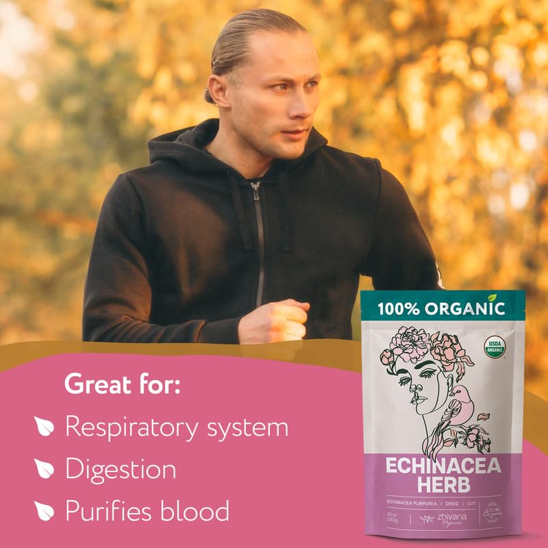 Organic Echinacea Tea Loose Leaf (4 oz.) – Echinacea Herb - Immunity Tea - Respiratory, Digestion - Equinacea Organica