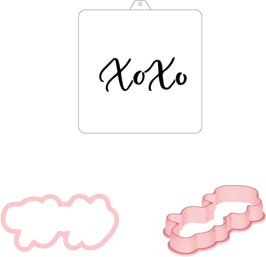 XOXO Cookie Cutter and Stencil SET Cutter and Stencil Set Bundle cookie stencil and cutter kit pyo cookie cutter cookie (XOXO)