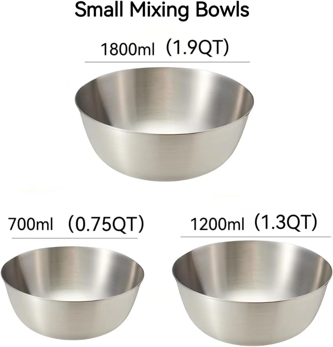 MANHONGYU Stainless Steel Mixing Bowls-3 Packs Small Thicker Stainless Steel Flat Bottom Mixing Bowls Set, Home, Refrigerator, and Kitchen Food Storage Organizers