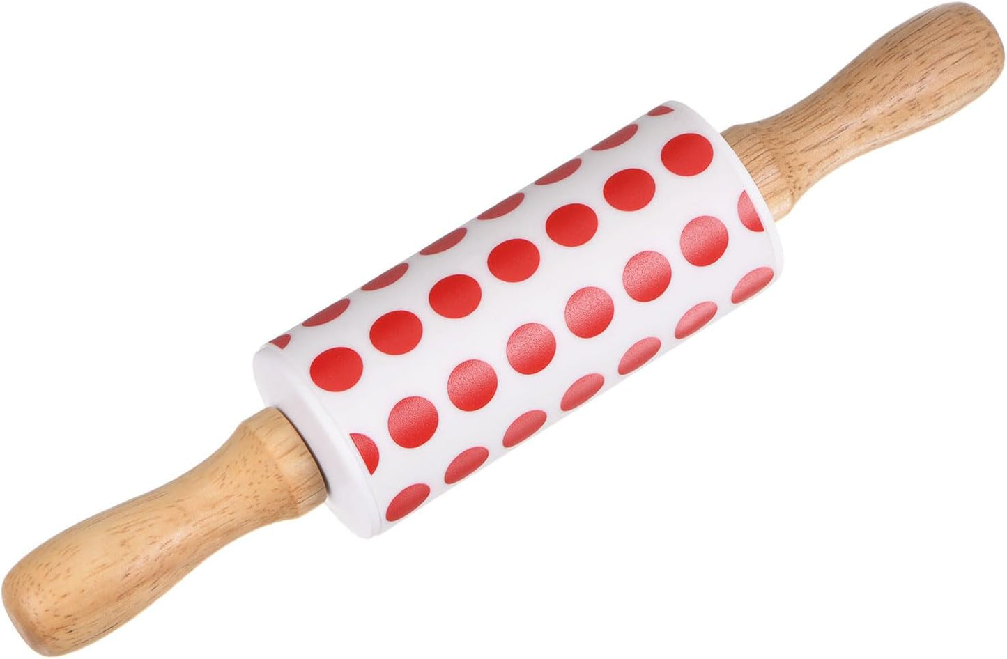 HARFINGTON Silicone Rolling Pins for Baking 9 Inch Wooden Handle Non Stick Rolling Pin Small Roller Playdough Rolling Pins for Dough Pizza Pastry Fondant Kitchen, Red White