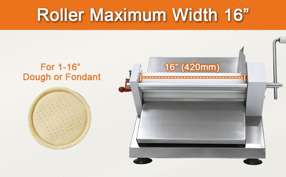 Manual Fondant Dough Sheeter, 16 inch Pastry Dough Roller, Croissant Baking Presser