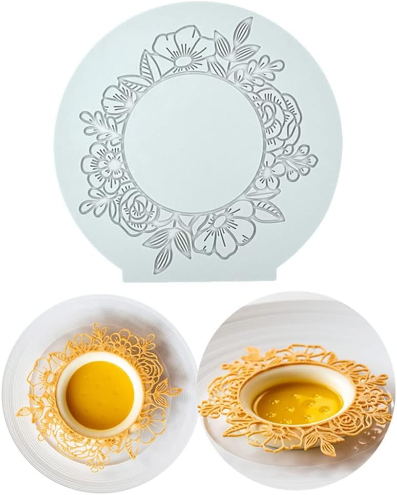 Silicone Lace Mold, Wedding Cake Lace Mat, Coral Cake Decorating Mold Flower Fondant Impression Mats for Edible Lace Fondant Mold, Sugar-Lace Cupcake Mat Tools (A_6.6x6.4x0.12inch)