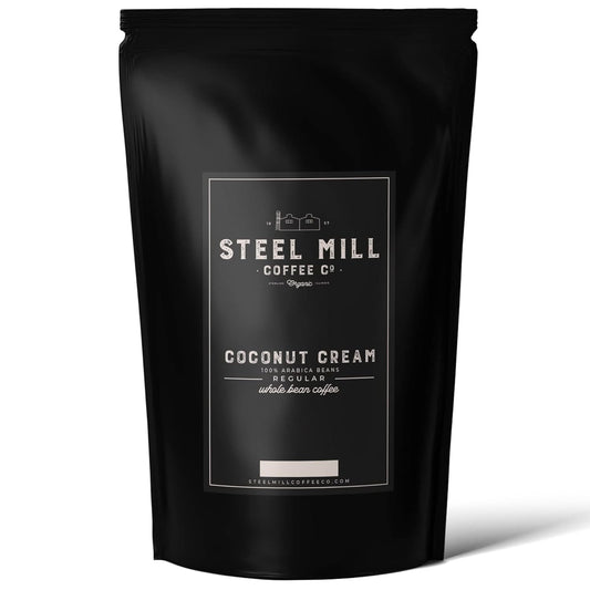 Steel Mill Coffee Co. - Coconut Cream Flavored Coffee - Ground - Regular - Medium Roast - 100% Arabica Beans - Vegan - Gluten-Free - Sugar-Free - 2lb Bag