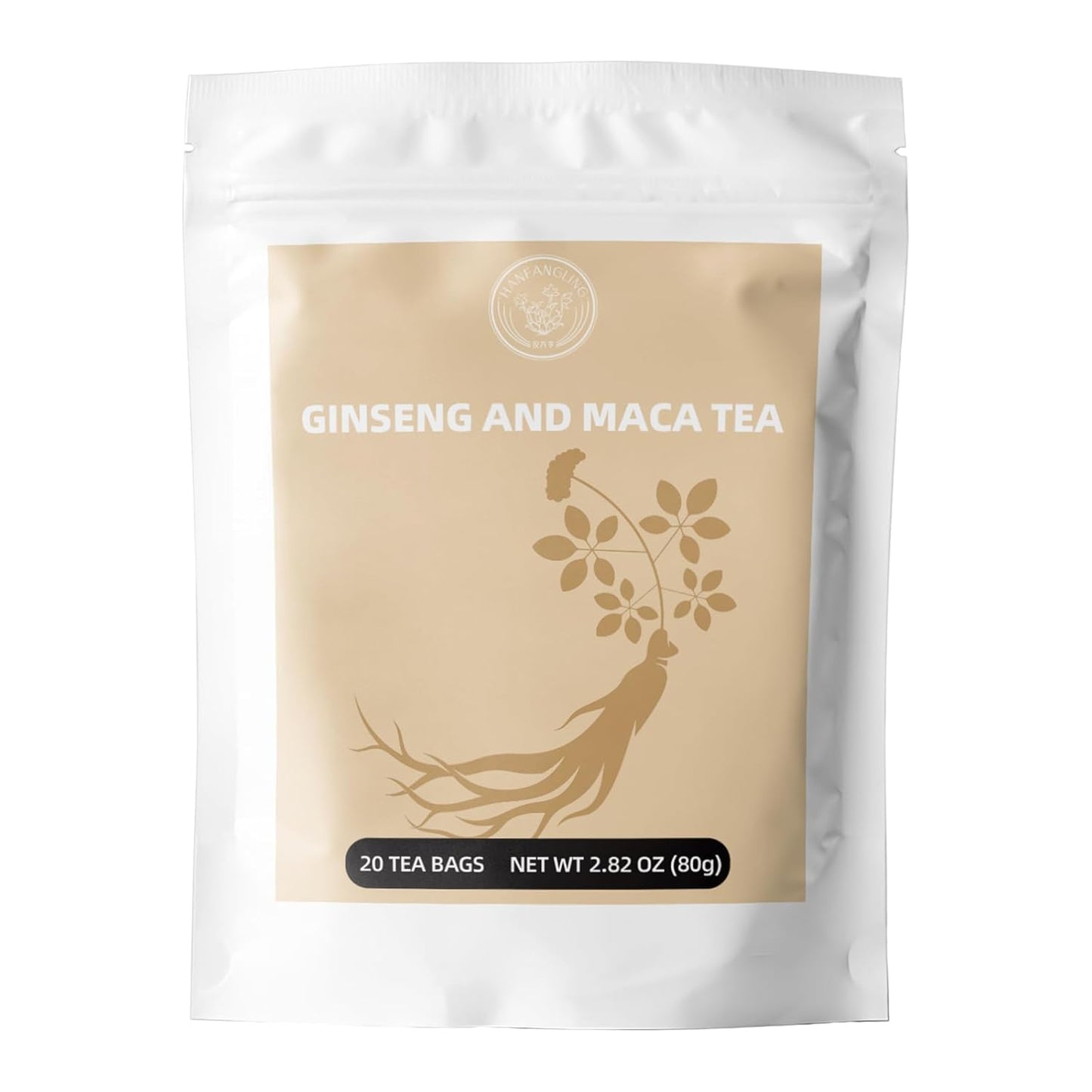HANFANGLING Ginseng Maca Tea, Natural and Health, Caffeine-Free Herbal Tea,20 Tea Bags,2.82oz