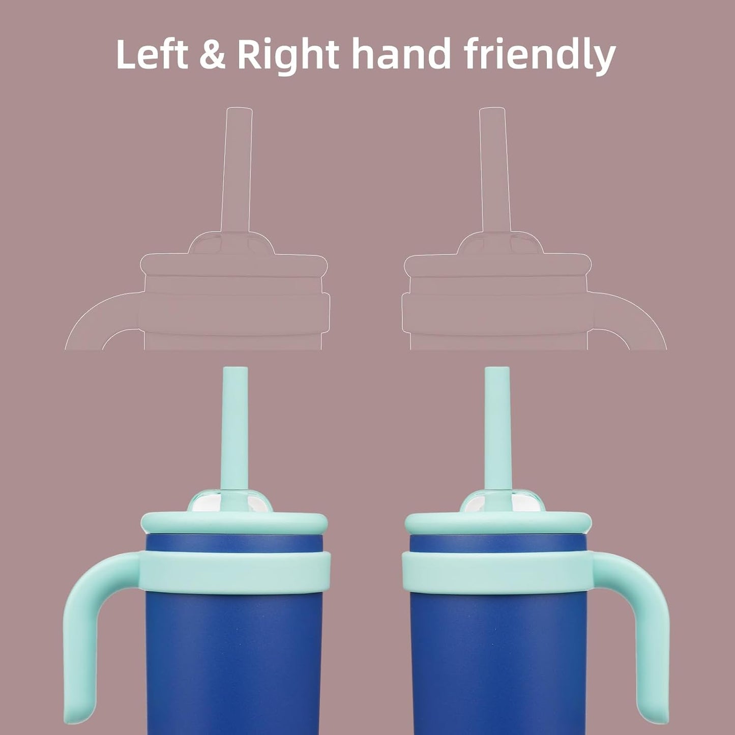 18 oz Tumbler with Side Handle, Insulated Water Bottle with Straw and 2 in 1 Lid, Stainless Steel Cup Travel Coffee Mug for Sports Office Gym,Dark Blue