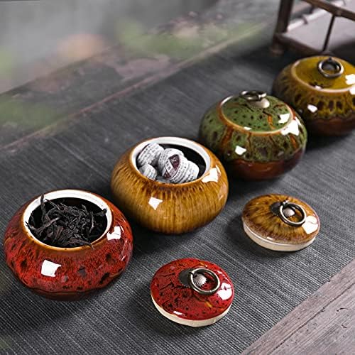 Ceramic Storage Jars, Exquisite Glaze Food Canisters for Kitchen Spice Storage,Tea Caddy Storage,Coffee Jar,Condiment Jar with Seald Lid (Blue B)
