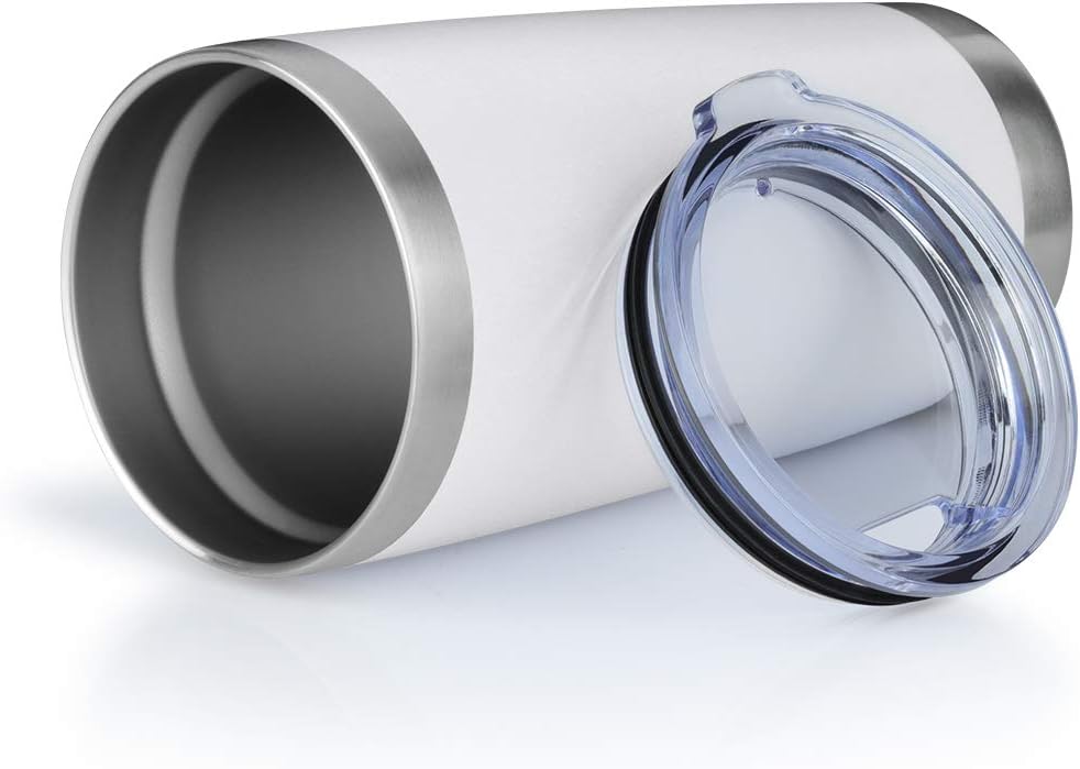 20oz Tumbler Bulk Stainless Steel Vacuum Insulated Tumblers with Lid Double Wall Travel Mug Durable Powder Coated Coffee Cup, Suitable for Ice Drinks and Hot Beverage (White 1pack)