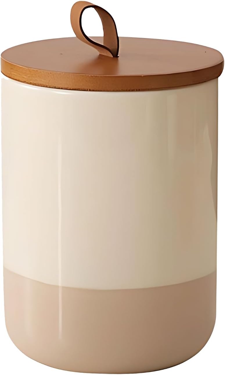 Coffee Canister, Ceramic Food Storage Jars with Lids Salt Matcha Container Brown Sugar Container Bowl for Kitchen Tea, Coffee Beans, Spice (#001Khaki-27oz/800ml)