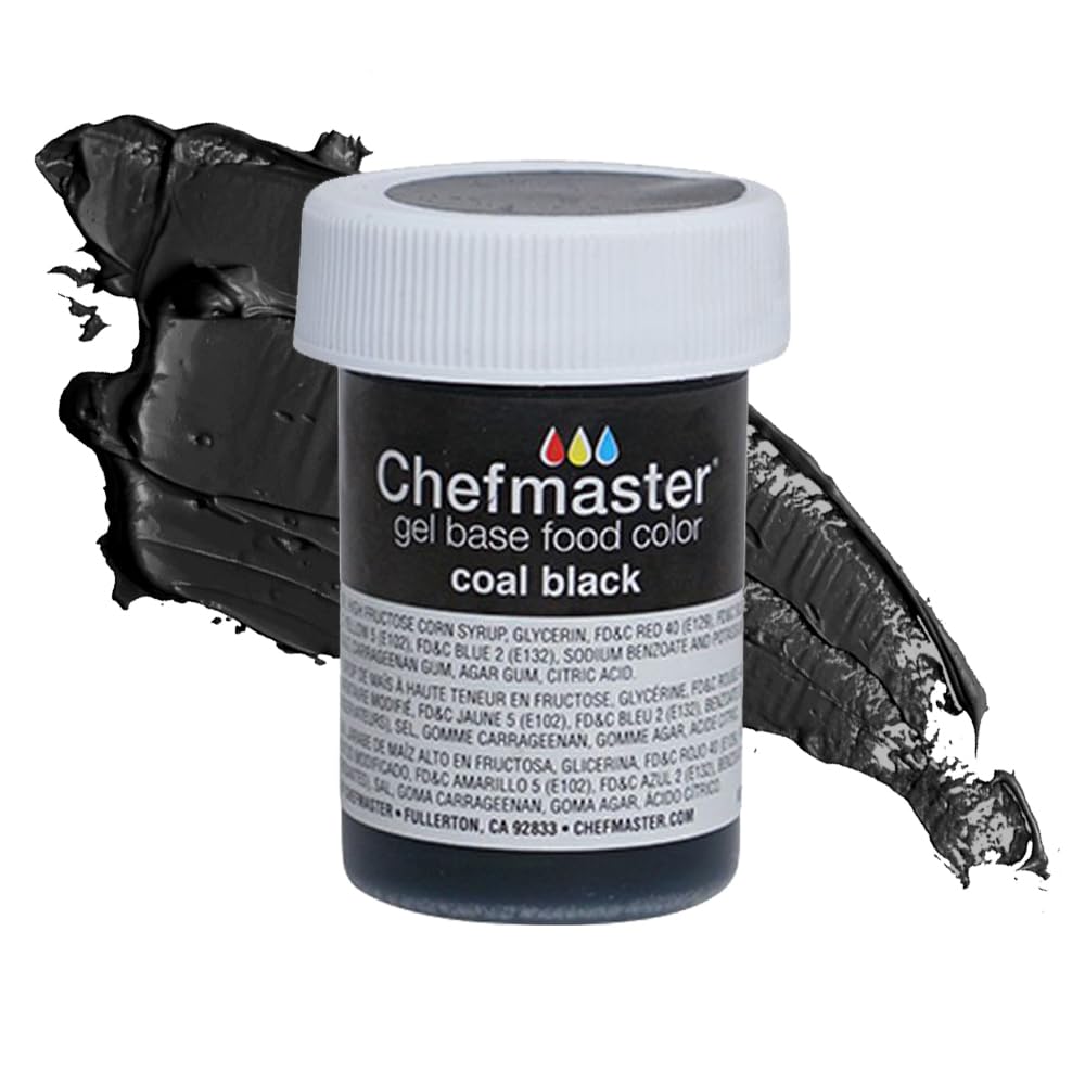 Chefmaster Coal Black Gel Food Coloring | Vibrant Color | Professional-Grade Dye for Icing, Frosting, Fondant | Baking & Decorating | Fade-Resistant | Easy-to-Use | Made in USA | 1 oz