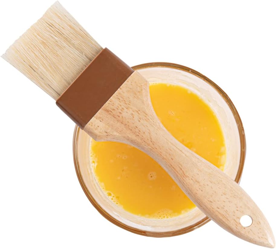Restaurantware Pastry Tek 2 inch Wide Buttering Brush 1 Boar Bristle Pastry Brush - Hardwood Handle Built-In Hanging Hole Wood Basting Brush Sturdy Ferrule For Glazing And Basting