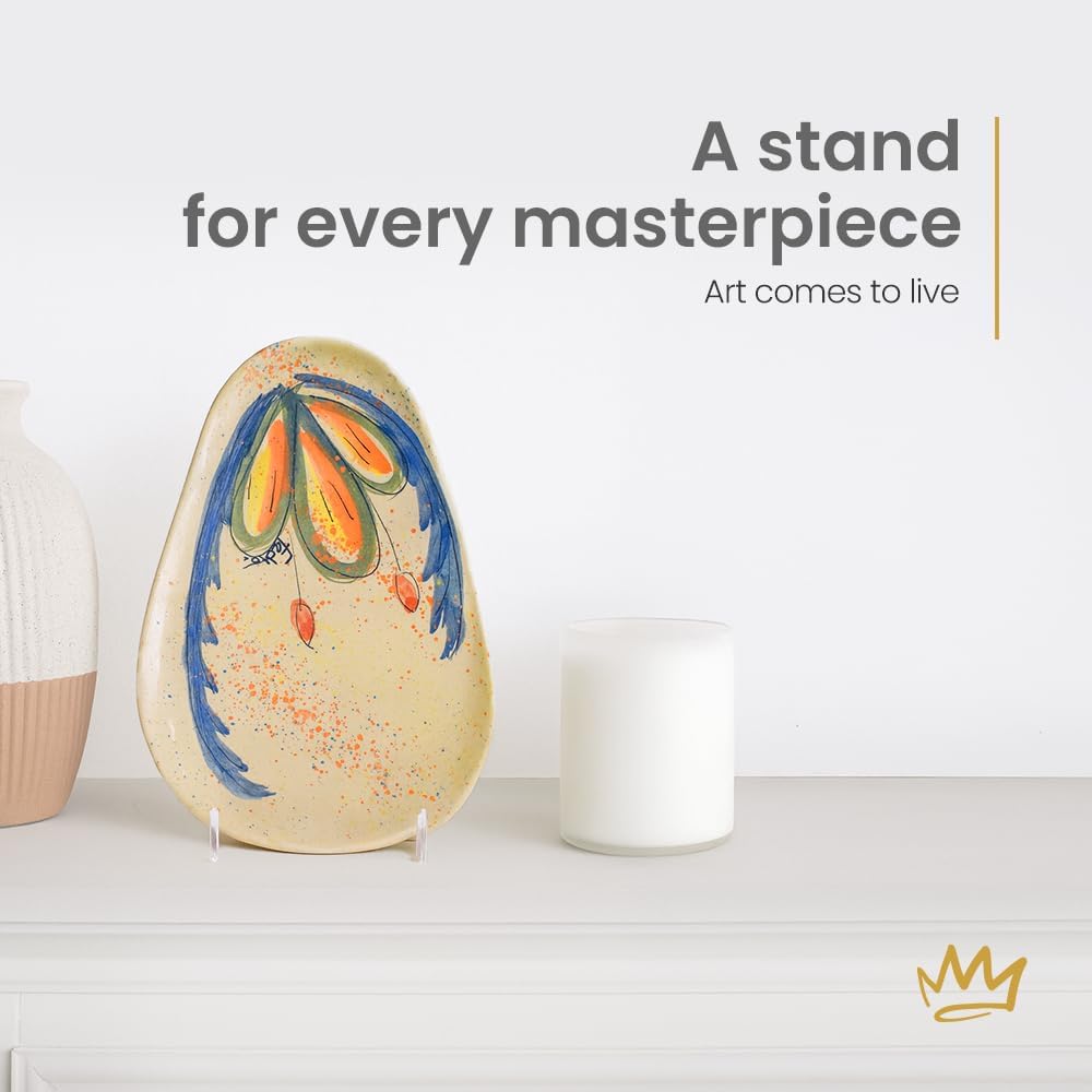 KINGDOM SOLUTIONS MADE IN USA 6-Pack Adjustable Acrylic Easels - Plate Stand - Sturdy Book Stand for Art, Pictures, Plates, Frames - Unique on the Market