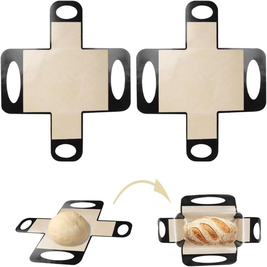 Silicone Bread Sling Mat - Reusable Sourdough Bread Making Loaf Pan Lifter Liner Non-stick & Easy Clean Dough Transfer Mats with 4 Handles Fits for 9x5" or 1.5lb Loaf Pans