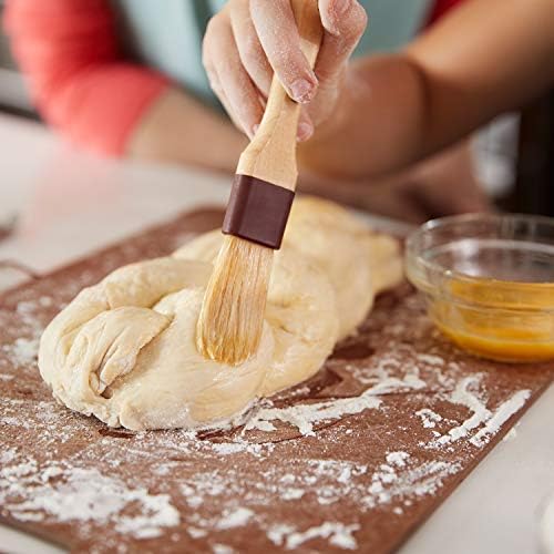 Boao 4 Pieces Natural Bristle Pastry Brush Beech Wooden Handle Basting and BBQ Brushes for Cooking, Butter, Oil, Egg, Marinade, Grilling, Baking, Kitchen Food(1 Inch, 1 1/2 Inch)