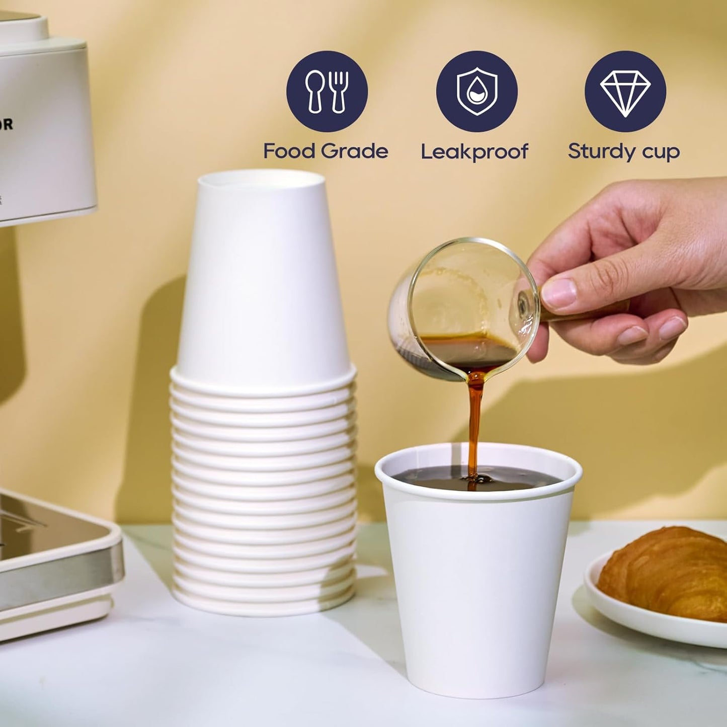 LITOPAK 1000 pack 10 oz Disposable Paper Coffee Cup, Hot Paper Coffee Cups, 10 oz White Paper Cups for Offices, Schools, Shops, Restaurants