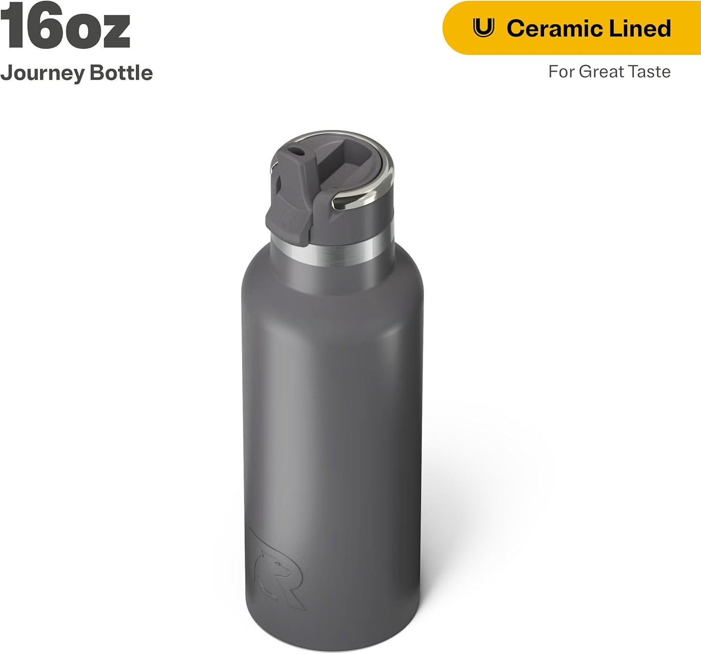 RTIC 16oz Journey Bottle Metal Stainless Steel Vacuum Insulated, BPA Free, Reusable, for Water, Hot and Cold Drinks, Travel, Sports, Camping, Graphite