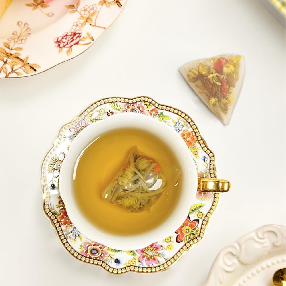 XIEJINJI Chrysanthemum Cassia Seed Tea Bags, 40 Count, Burdock Root, Goji Berry, Honeysuckle, Osmanthus Combination Herbal Tea, Eco-Conscious Packaging