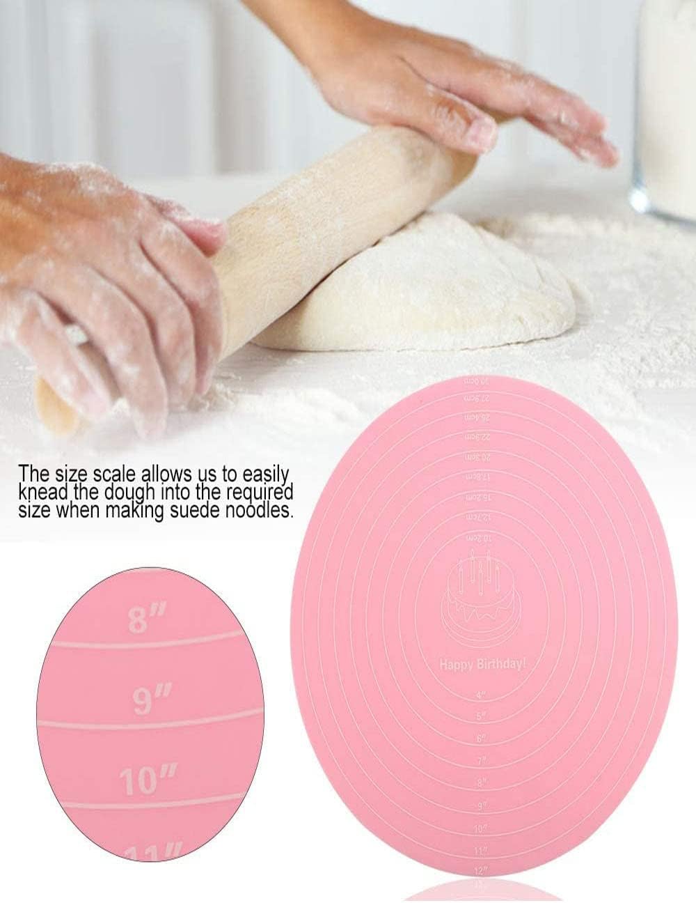 Silicone Baking Mat Cake Mat Silicone Cake Mat Silicone Baking Mat with Measurements for CakeTurntable Stand Non-Stick Heat Resistant Pastry Baking Sheet -Green