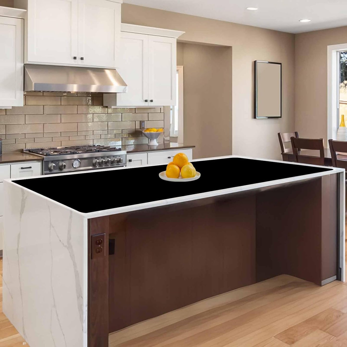 47.2"x23.6"(120cmx60cm) Large Silicone Mat for Kitchen Counter, Non-Slip Heat Resistant Countertop Protector, Waterproof Multipurpose Mat for Kitchen Island, Black