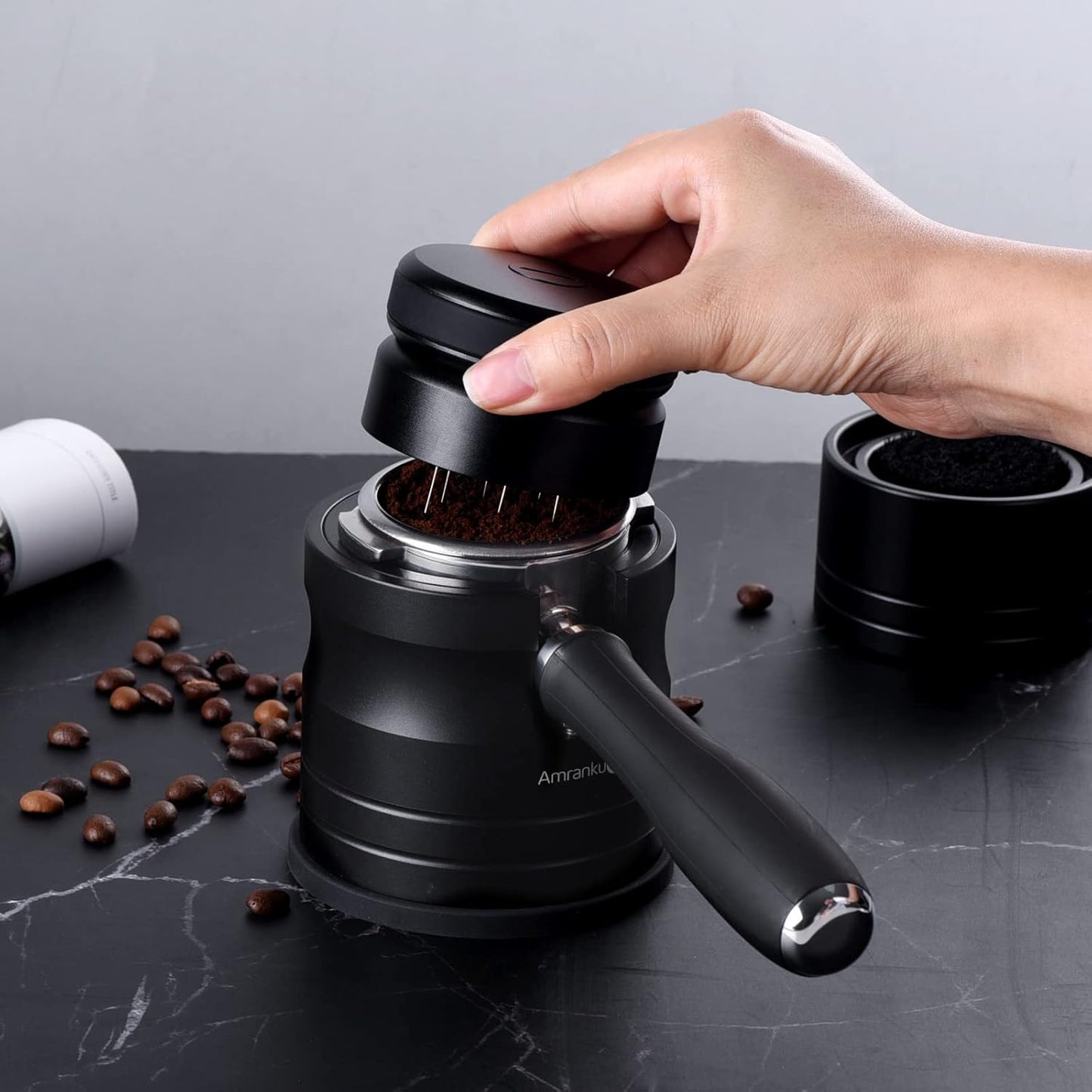 Coffee Portafilter Holder| Espresso Tamper Stand| Aluminum Alloy Espresso Holder| With Non-slip Base| Fits 54mm Espresso Machines Portafilter | (54mm, Black)