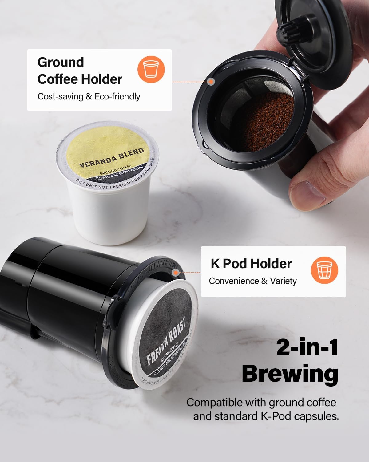 SHARDOR Hot & Iced Coffee Maker, K Cup Coffee Maker Compatible with Ground Coffee, Single Serve Coffee Machine with Bold Setting, Reusable Filter, Travel Mug Friendly, Compact Design, Red