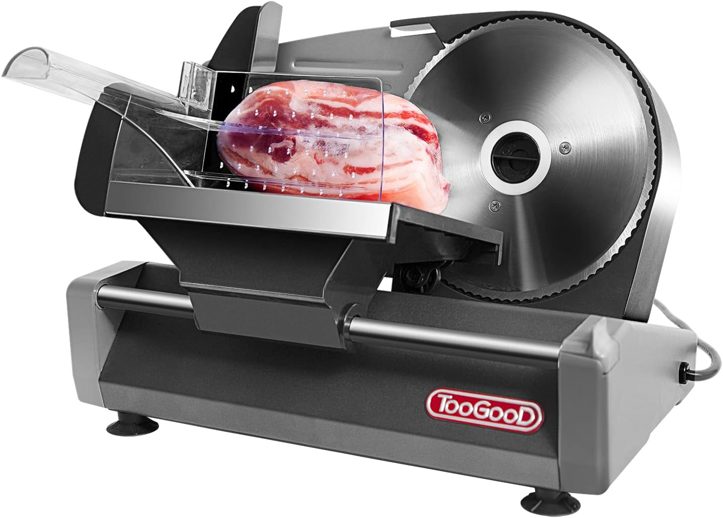 TooGood Meat Slicer for Home, Electric Food Slicer with 7.5" Stainless Steel Blade, 1/4 HP, 0-15mm Adjustable Thickness, Deli Food Slicer Machine for Meat, Bread, Fruit, Cheese