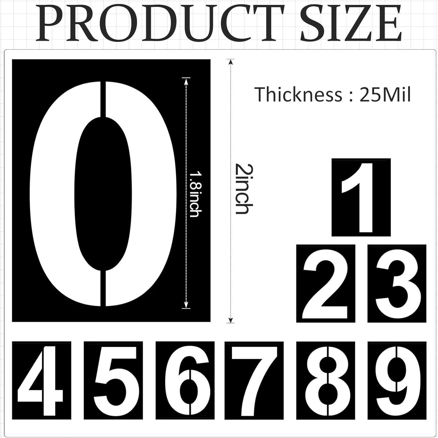 2 Inch Plastic Number Stencils - Reusable Digital Templates for Cake, Address, Painting