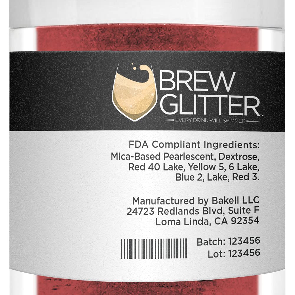 Maroon Red BREW GLITTER Edible Glitter For Drinks, Cocktails, Beer, Garnish Glitter & Beverages | KOSHER & HALAL Certified | 100% Edible & Food Grade | Vegan, Gluten, Nut Free (25g, Maroon Red)