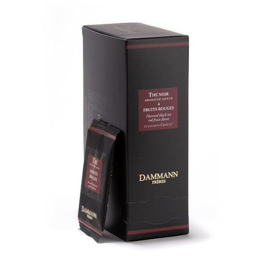 Dammann Freres Sachets, Quatre Fruits Rouges Tea Bags, Premium Gourmet French Black Tea, Blend Strawberry, Cherry, Raspberry, Red Currant Flavors, Individually Wrapped, 24 Count (Single Pack)
