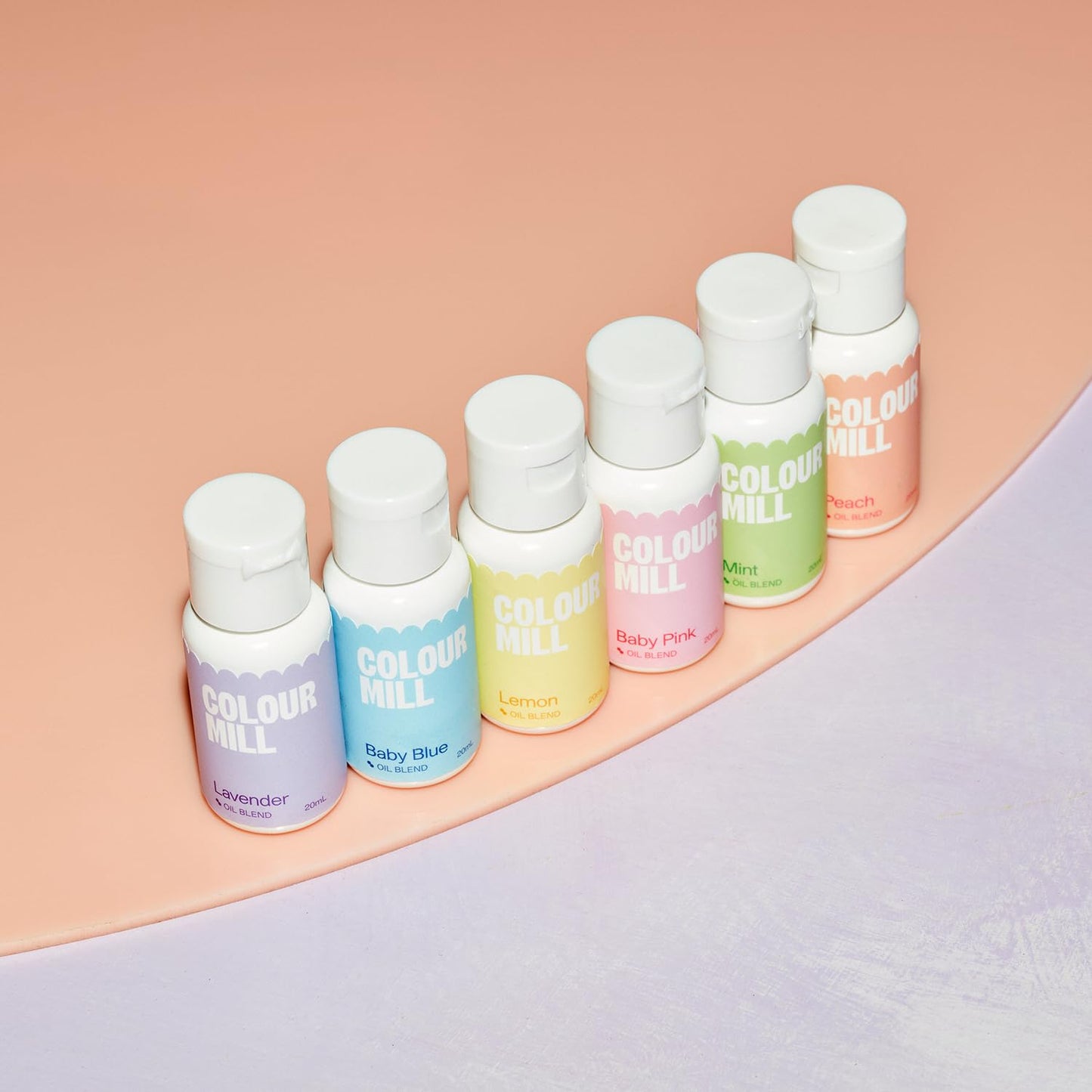 Colour Mill Pastel Pack Oil-Based Food Coloring, 20 Milliliters Each of 6 Colors: Baby Blue, Baby Pink, Lavender, Lemon, Mint and Peach