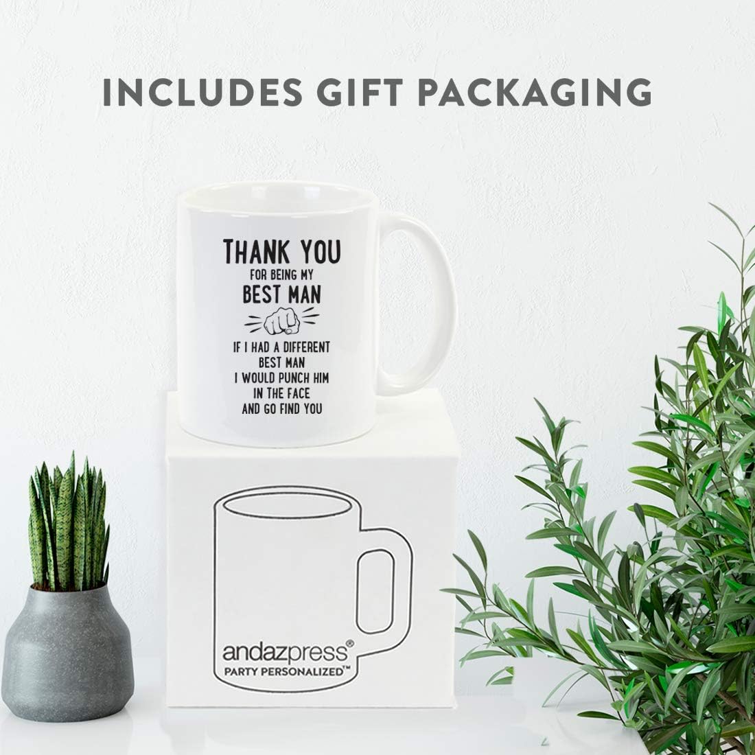 Andaz Press Funny Family 11oz. Coffee Mug Gift, Thank You for Being My Best Man, Punch in Face, 1-Pack, Christmas Birthday Drinking Cup Present Ideas