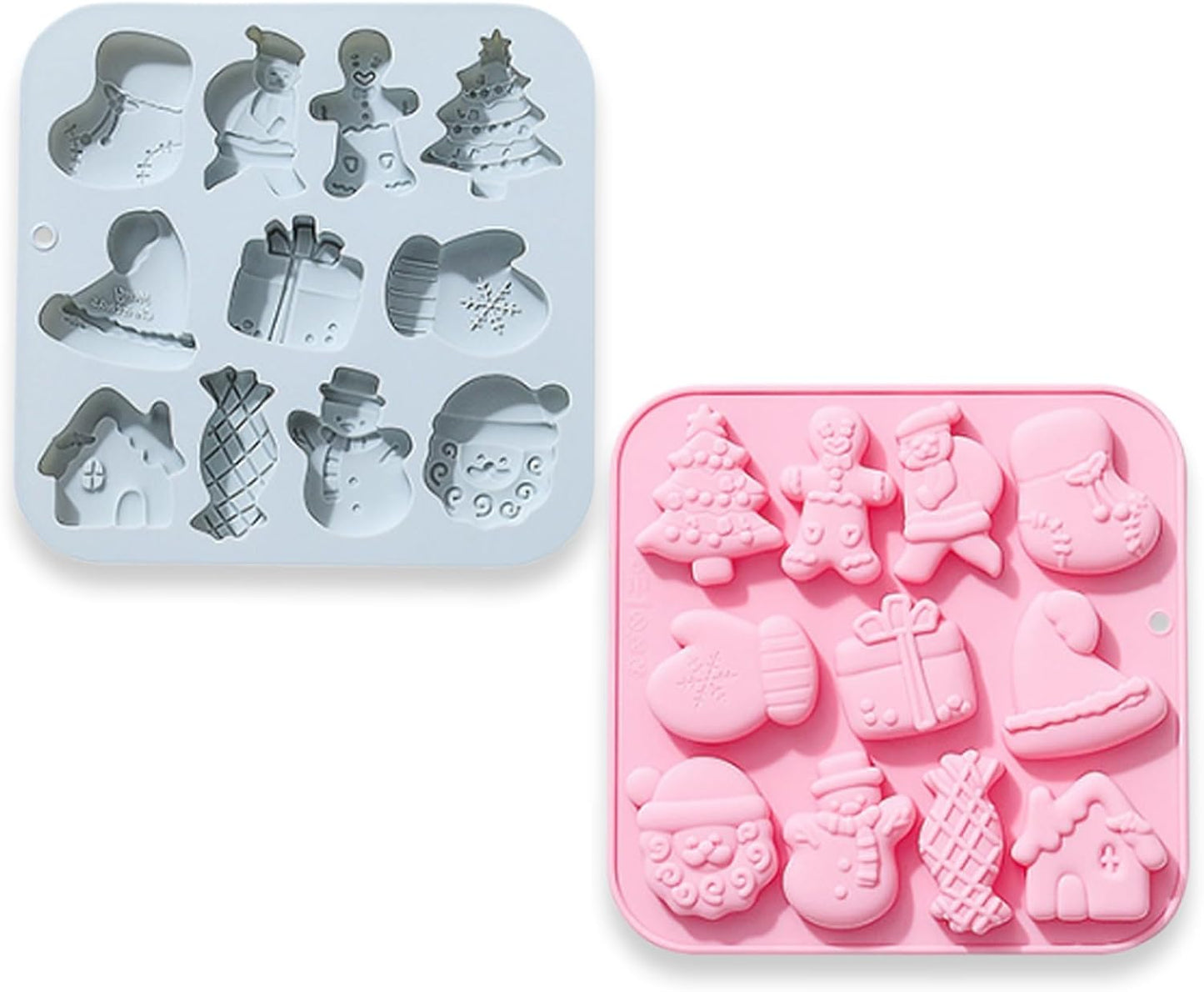 2 Pcs Christmas Chocolate Silicone Molds, 11 Cavity 11 Shapes Christmas Baking Molds for Cake Chocolate Candy Cupcakes Pudding Muffins Ice Cube Soap Ice Cube Jelly Making